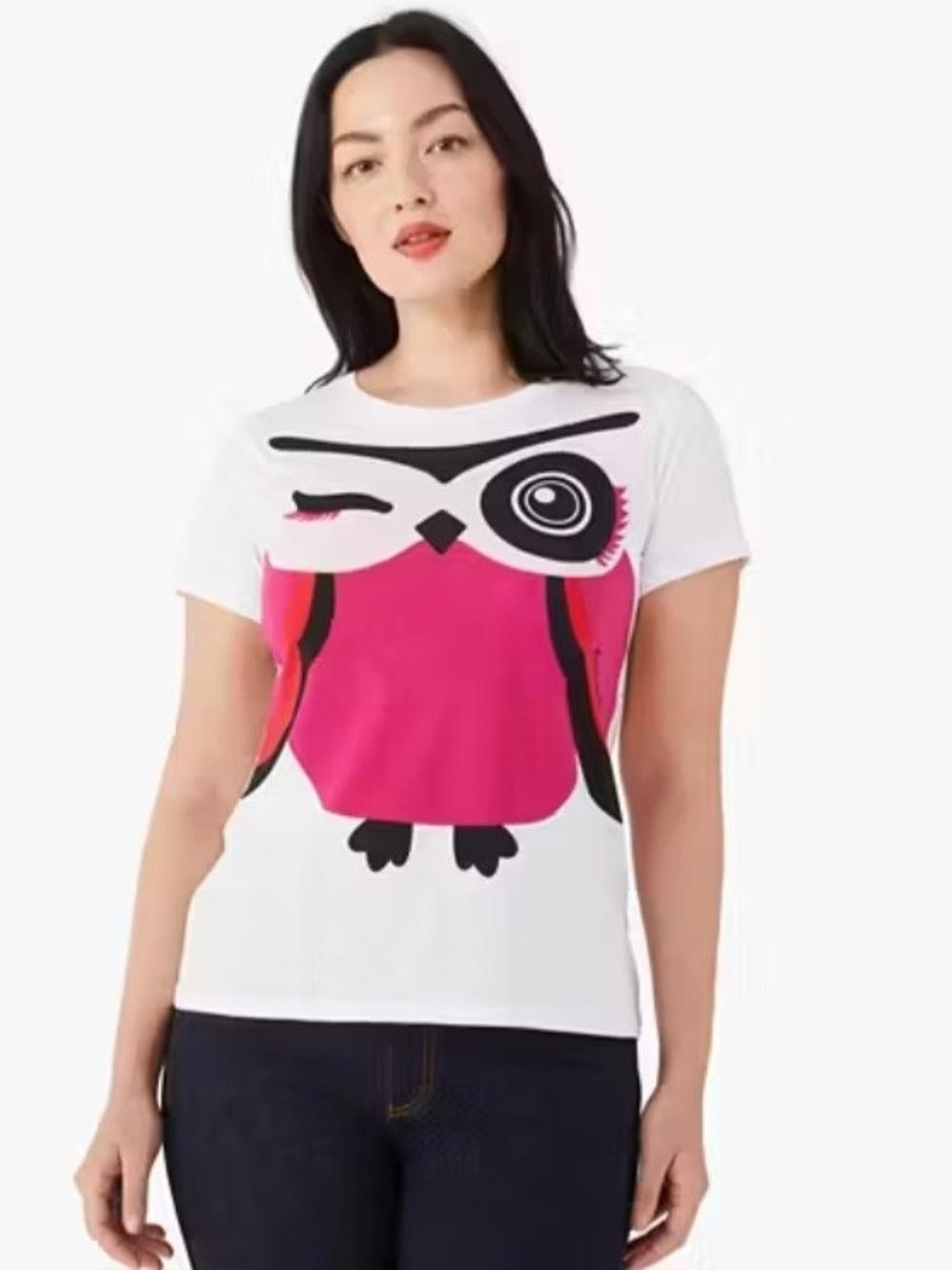 kate spade White Tee with Hot Pink Winking Owl